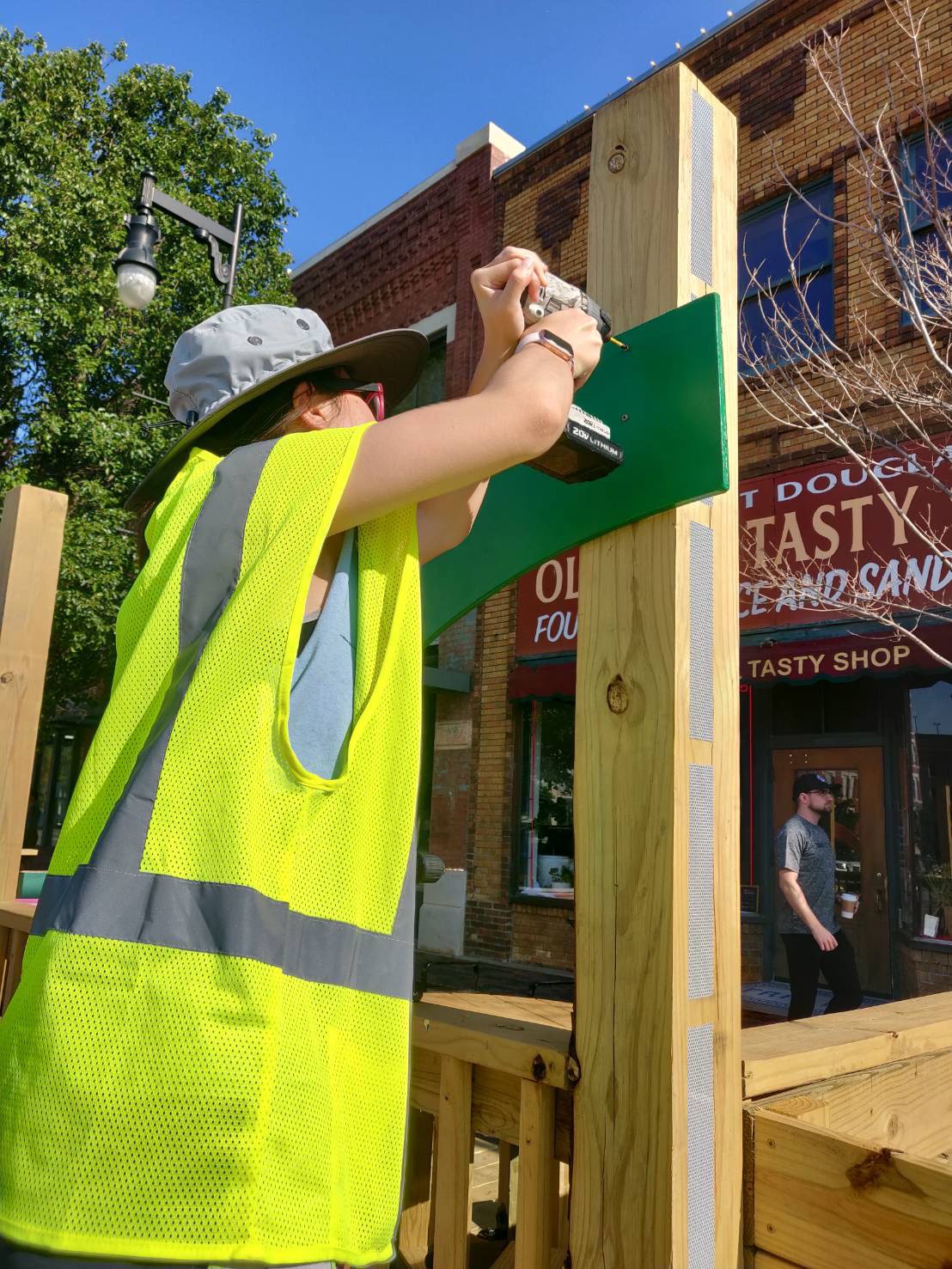Portfolio | Sarah Myose — Art & Marketing Work Measuring shade sails for the Front Porch