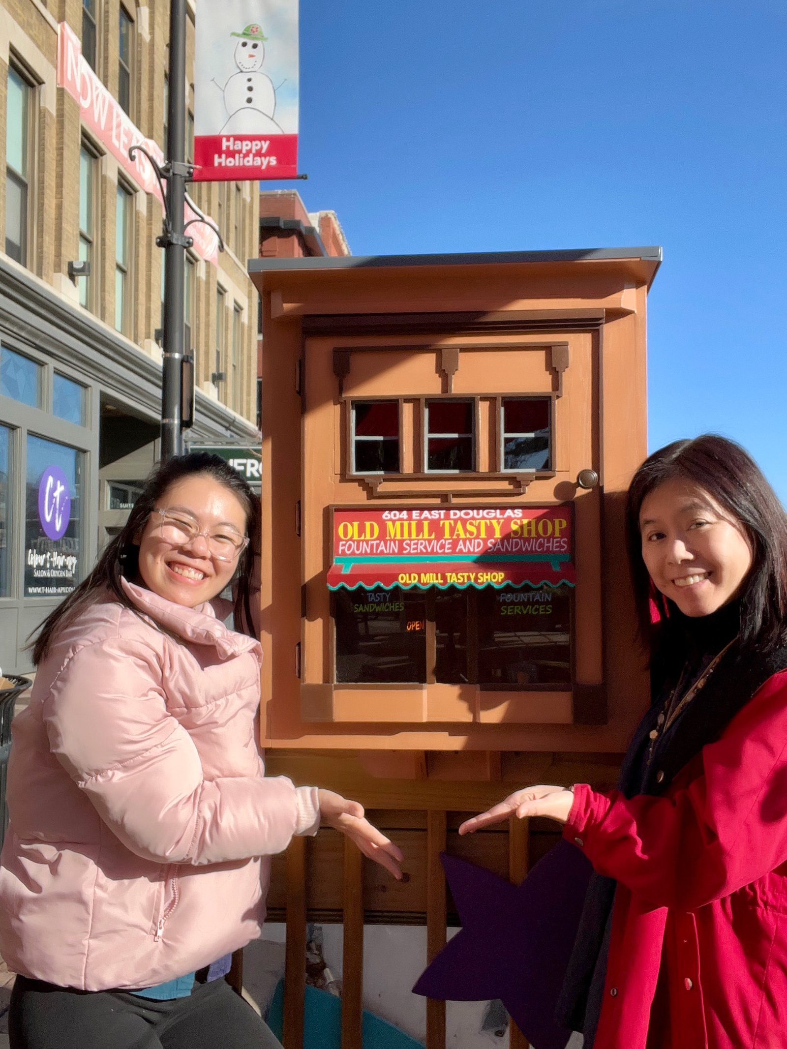 Portfolio | Sarah Myose — Art & Marketing Work Sarah and Chiyoko Myose at the Old Mill Tasty Shop Front Porch