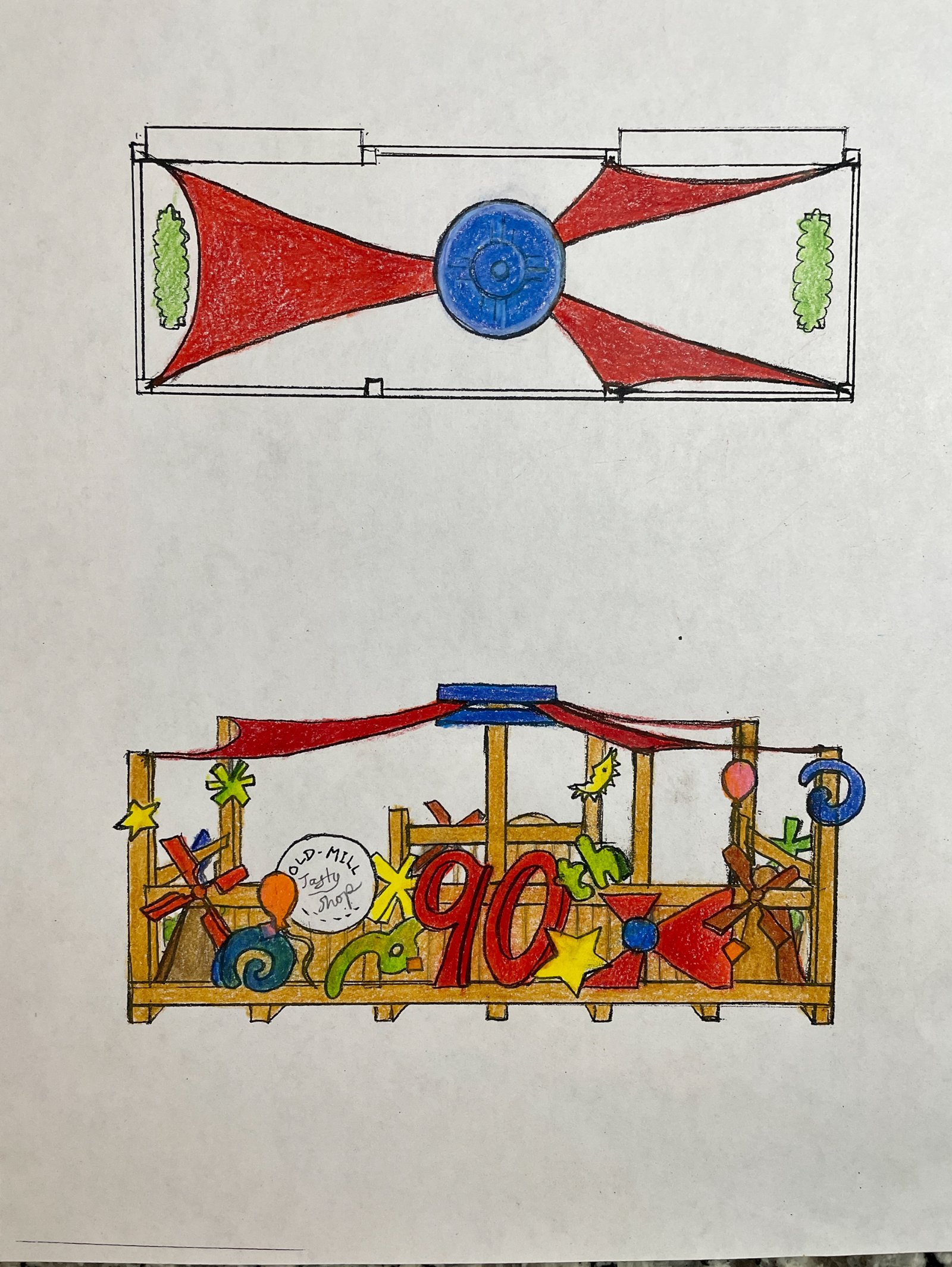 Portfolio | Sarah Myose — Art & Marketing Work Hand-drawn mockup of the Old Mill Front Porch
